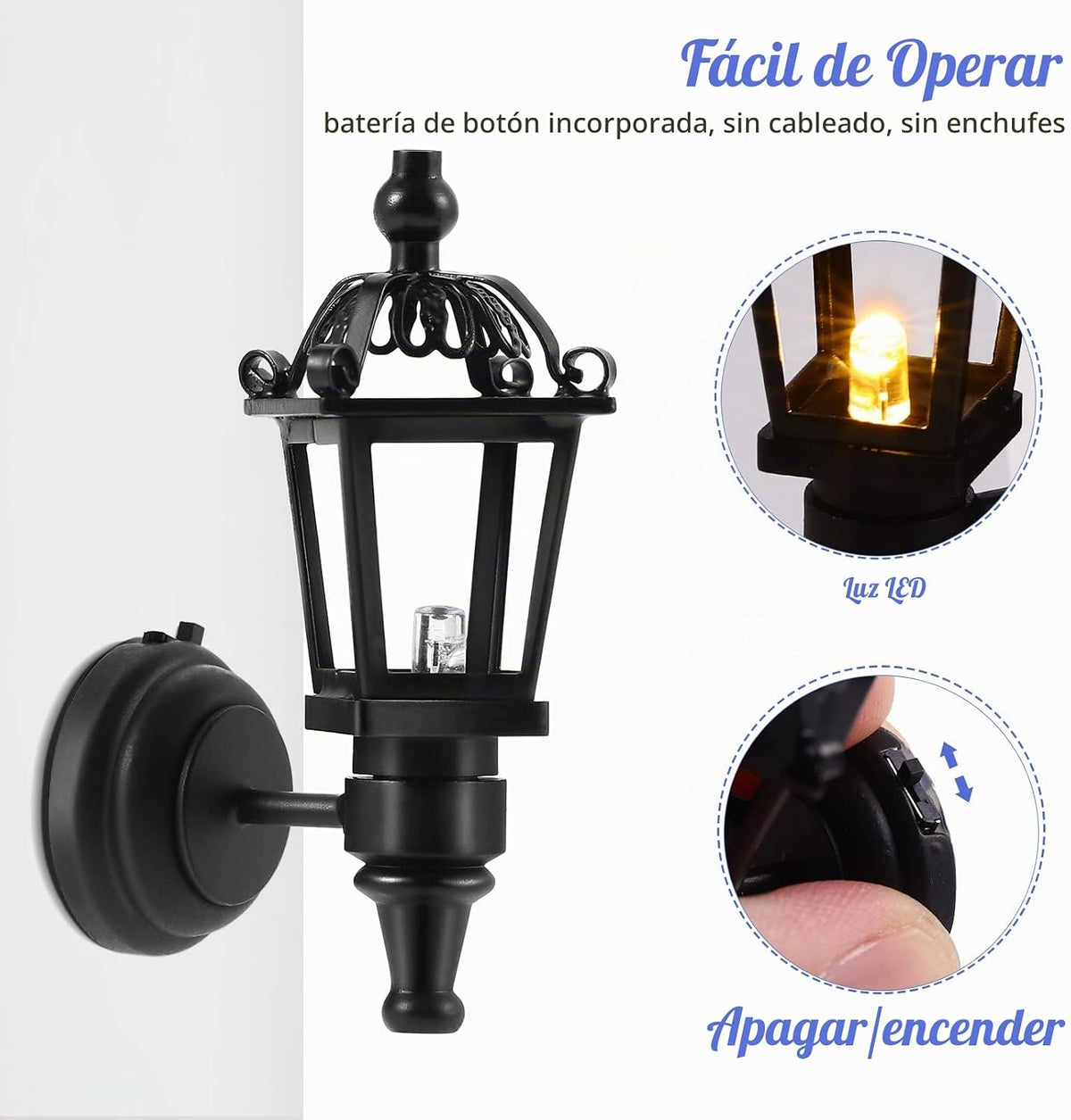 Lámpara TOYANDONA Apliques de pared LED para casa de muñecas, 2 piezas, 1: 12, lámpara de pared de simulación, muebles en miniatura para casa de muñecas de bricolaje, sala de estar, mini lámpara de pared de