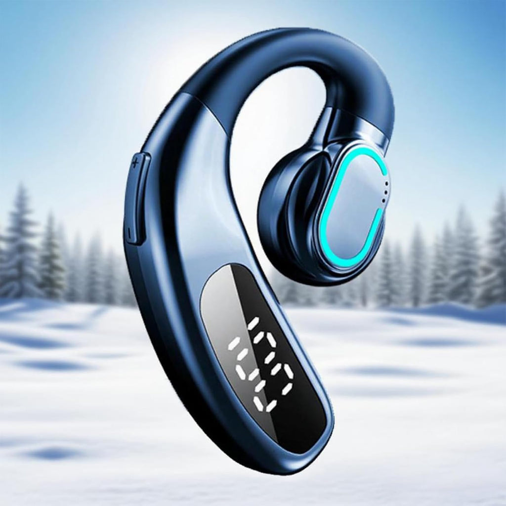 Auricular Bluetooth 5.5 de un solo oído F80 (azul), micrófono con cancelación de ruido ENC, sonido de alta fidelidad, batería larga con pantalla inteligente, luz de respiración, para Android