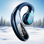 Auricular Bluetooth 5.5 de un solo oído F80 (azul), micrófono con cancelación de ruido ENC, sonido de alta fidelidad, batería larga con pantalla inteligente, luz de respiración, para Android