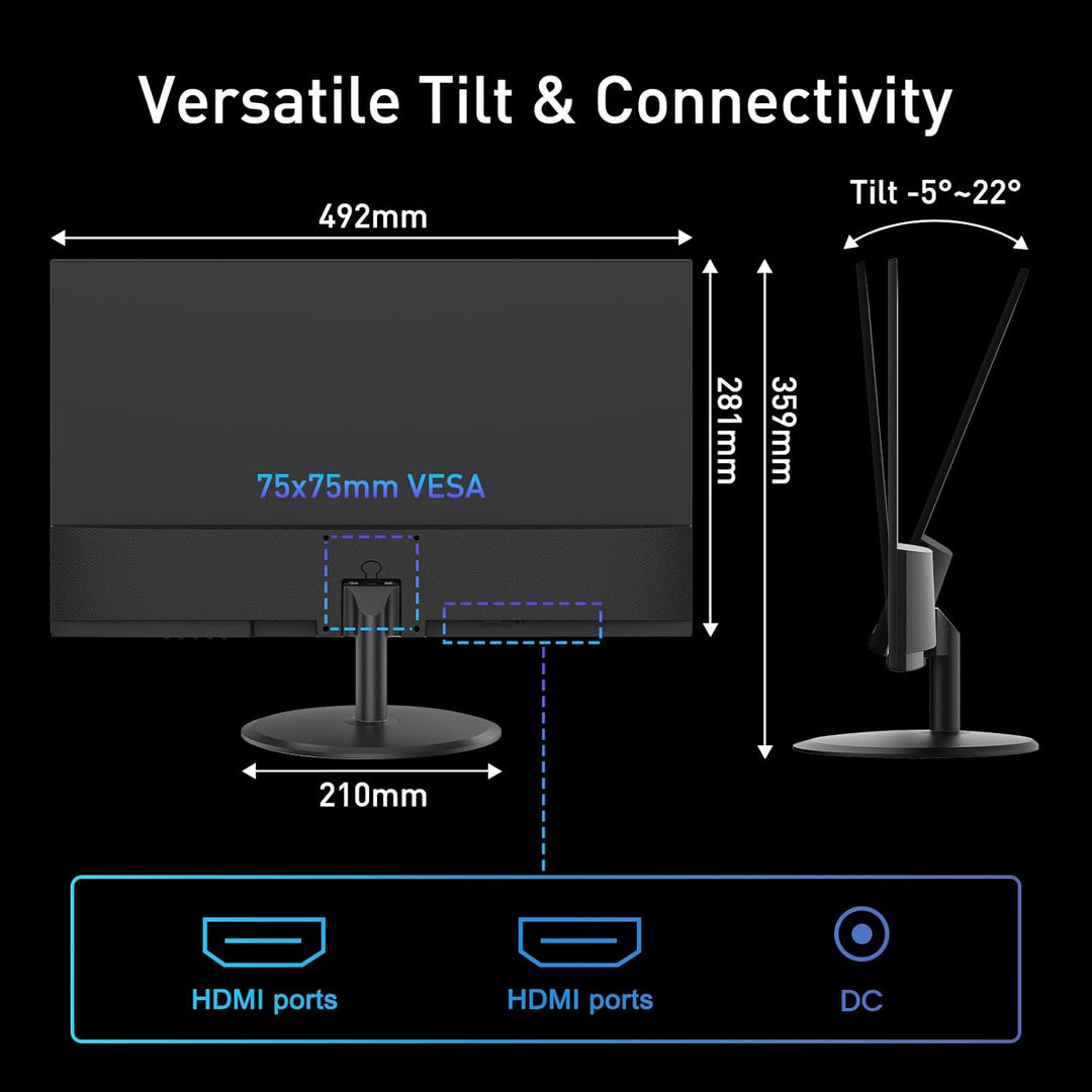 SANSUI - Monitor de 22 Pulgadas 120Hz, Monitor de Computadora FHD c...