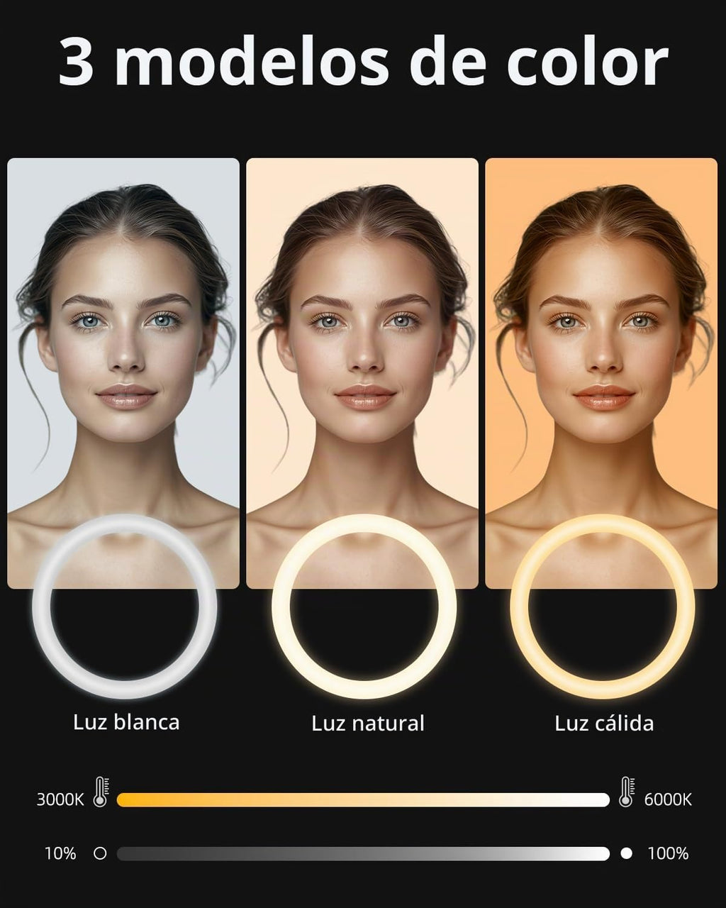 TODI Anillo de luz de 12 pulgadas con soporte de trípode extensible de 63 pulgadas, anillo de luz para selfie con soporte para teléfono y control remoto para selfies, anillo de luz LED regulable 2 en