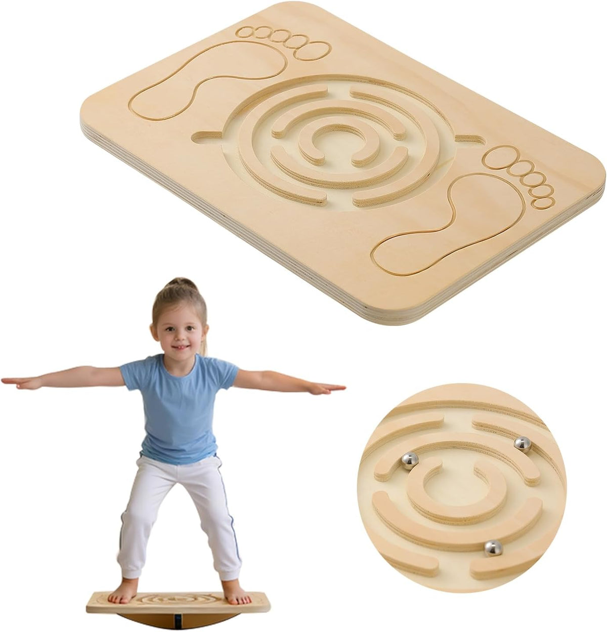 Juoe Tabla de equilibrio de laberinto para niños y adultos, hasta 350 libras para habilidades de coordinación, carreras de obstáculos, juguetes de equilibrio sensorial para niños, tabla de equilibrio