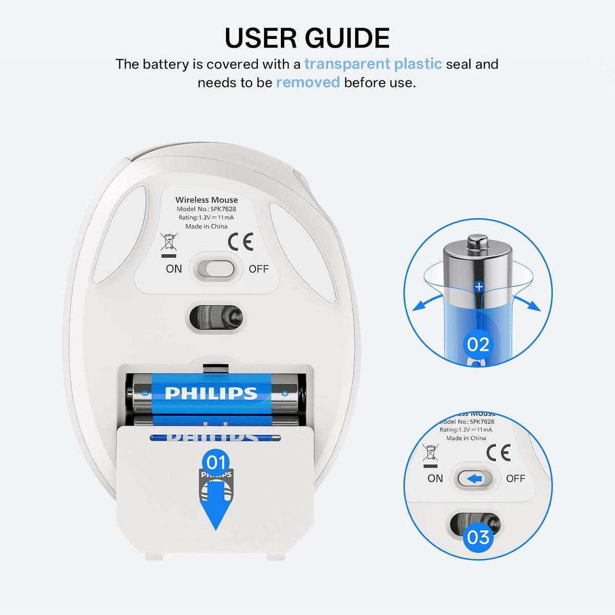 PHILIPS Ratón ergonómico - Ratón vertical con DPI ajustable de 800\...