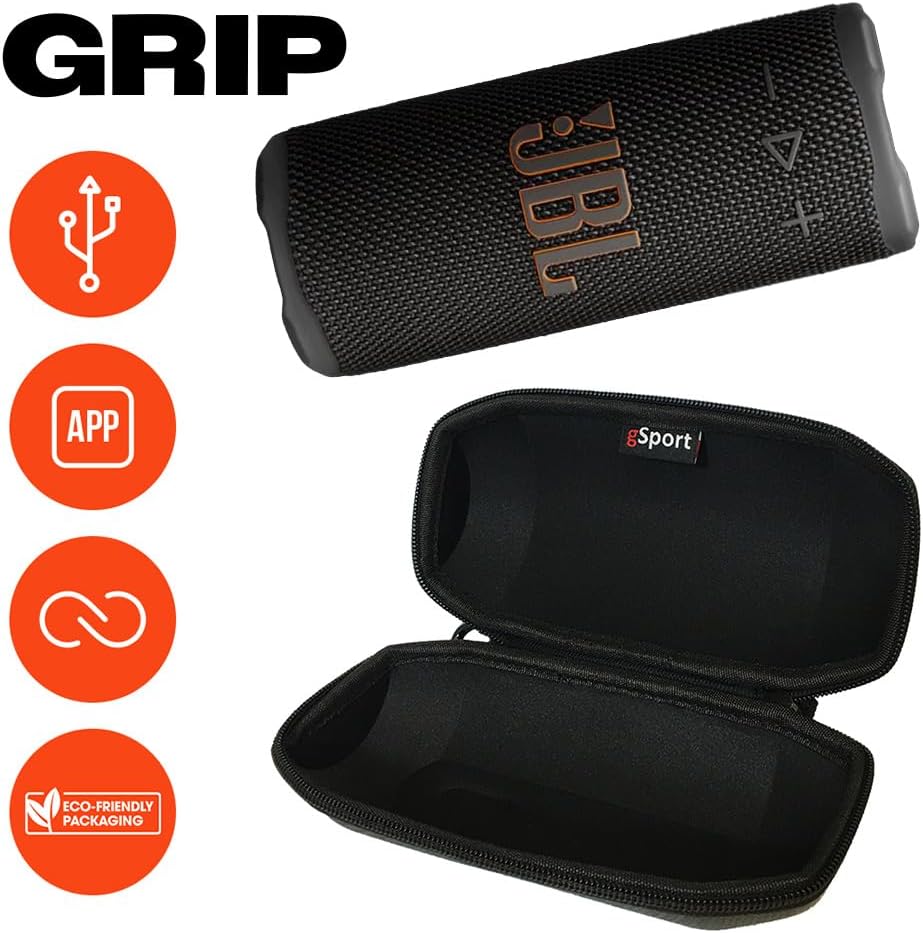 JBL Paquete de altavoz Bluetooth portátil compacto Grip con estuche...