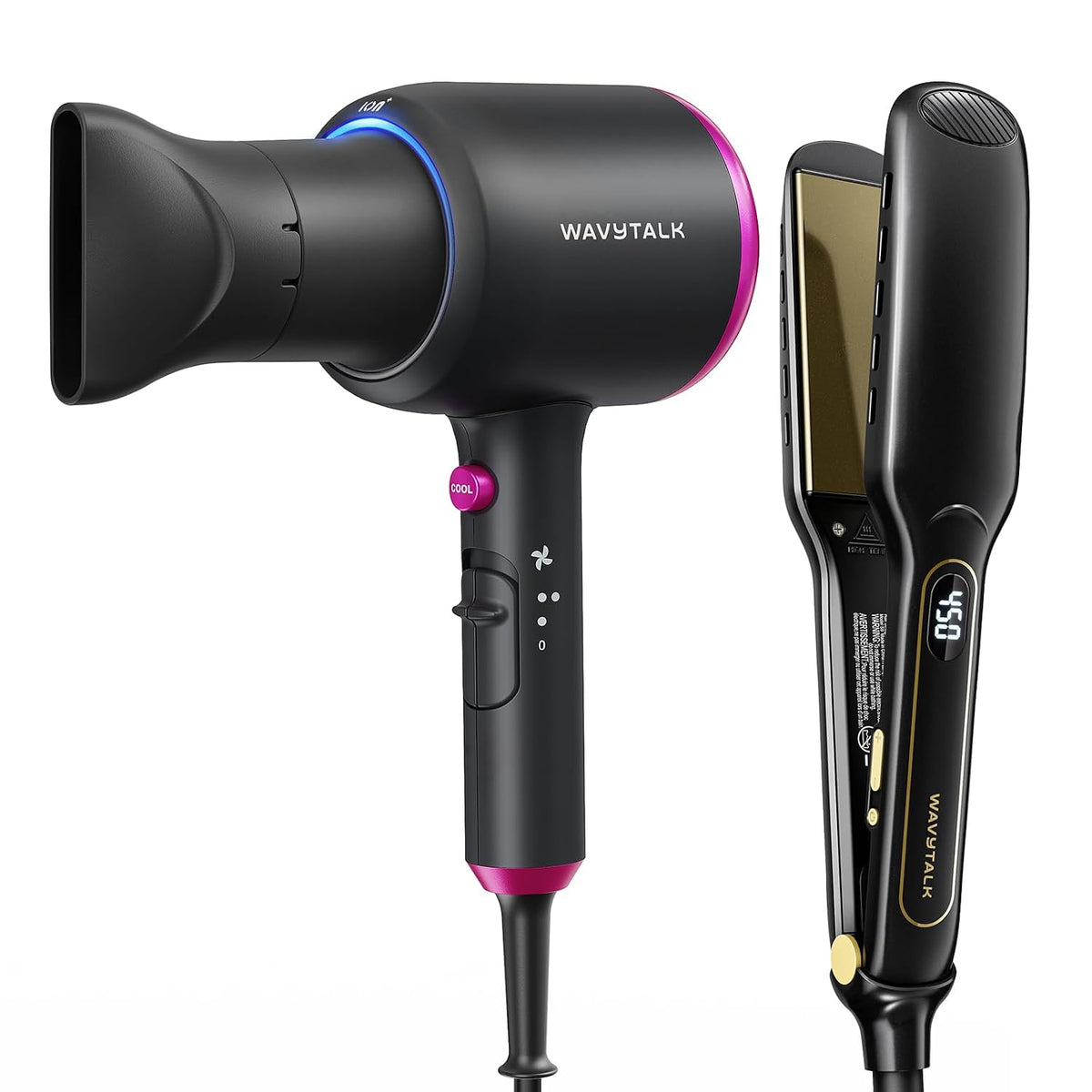 Wavytalk Blown Away onic Secador de pelo negro, plancha plana de 1.7 pulgadas de húmedo a recto