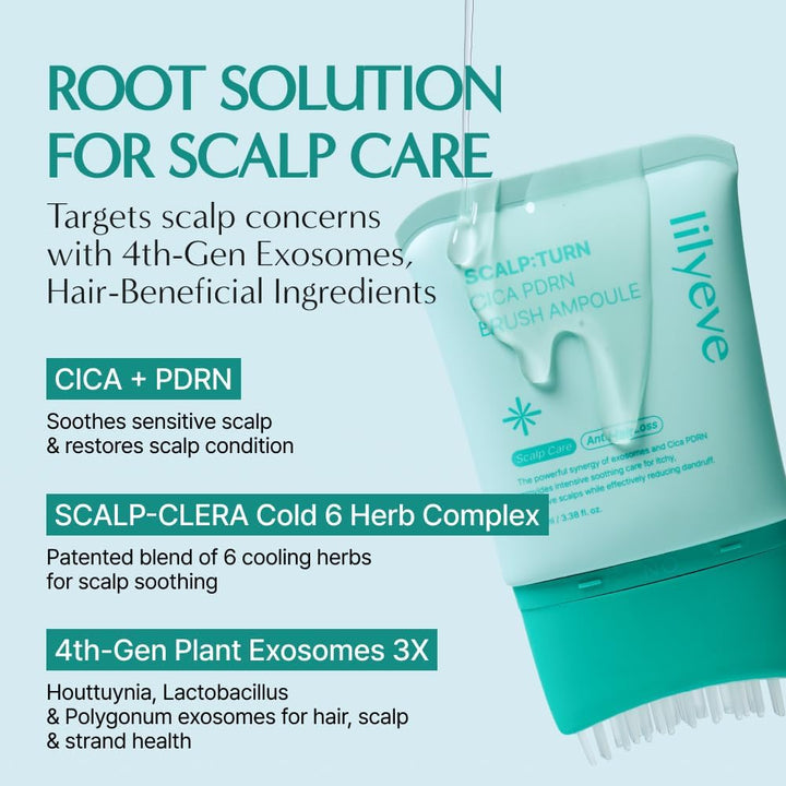 lilyeve SCALPTURN Cica PDRN Suero para Cuero Cabelludo con Cepillo...
