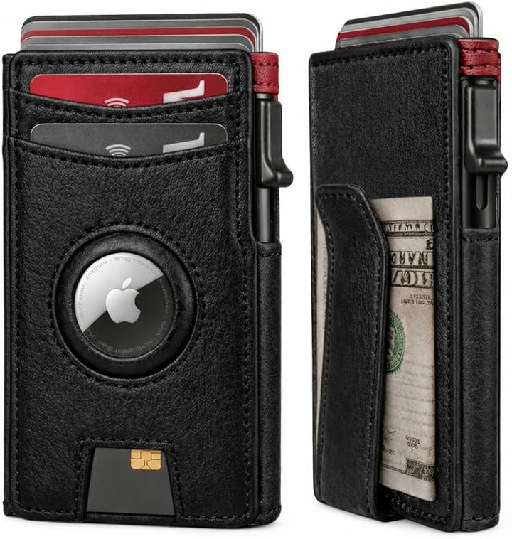 DAMMARTI Cartera para hombre con soporte AirTag, bloqueo RFID, sopo...