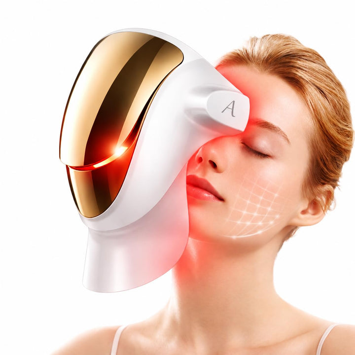 Aphrona Máscara facial con luces LED Halo, terapia de luz LED para...