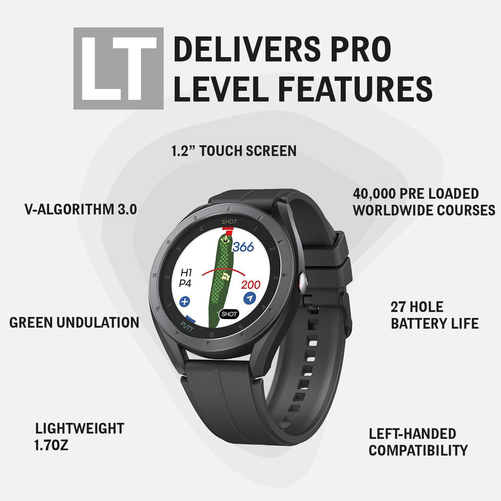 Voice Caddie Reloj de golf T11 LT con GPS con pantalla LCD con ondulación verde, sin suscripción mensual, modo de pendiente de 40 K+, cursos preinstalados, vista de campo, modo de tempo de práctica, vista de putt, pantalla táctil a color de 1.2 pulgadas