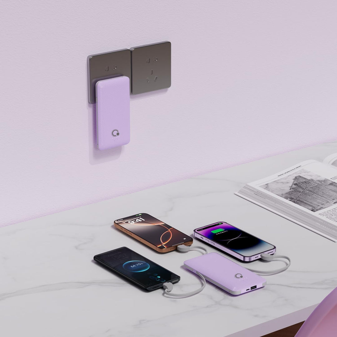 Q Banco de energía de 10000 mAh, cargador portátil delgado, batería...