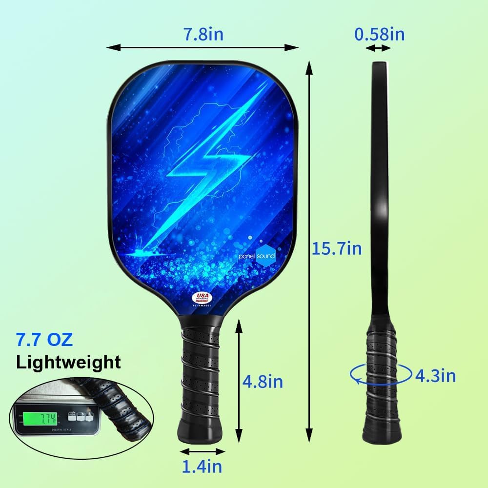 Set de 2 o 4 Palas de Pickleball Aprobadas por USAPA, Rackets de Fibra de Vidrio para Pickleball, incluye 4 Pelotas de Exterior y 1 Estuche de Transporte