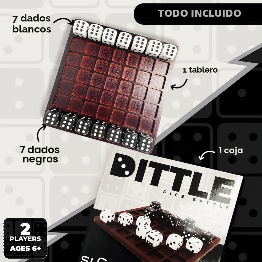 Dittle™ - Dice Battle | Juegos de dados para 2 jugadores para adultos | Juegos de mesa para adultos para 2 jugadores | El mejor juego de dos jugadores para adultos | Diversión de mesa de centro de