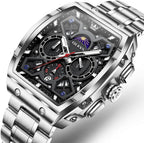 OLEVS Relojes para Hombre Multifuncionales de Negocios, Estilo Cuadrado, Acero Inoxidable, Resistente al Agua, Luz Luminosa, Lujo Casual, Pulsera para Hombre