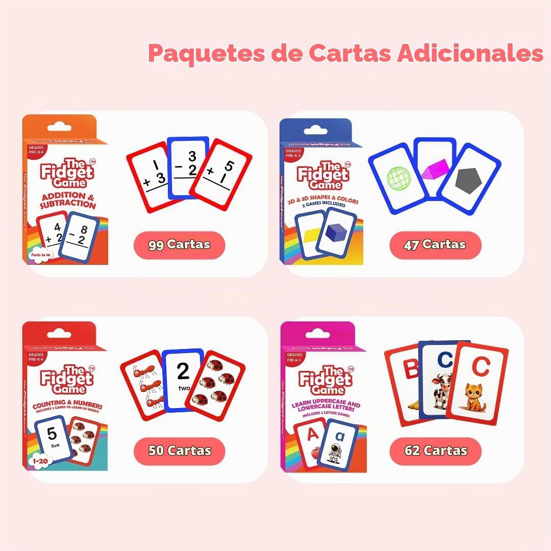 THE FIDGET GAME Conjunto de aprendizaje para jardín de infantes - Tarjetas educativas y juguetes Pop Fidget para niños de preescolar a tercer grado - Actividades y juegos de aprendizaje para palabras