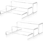 Juego de 2 elevadores de exhibición grandes de acrílico transparente, 3 tamaños de 12 pulgadas, estante de exhibición rectangular tipo vitrina para coleccionables, soporte de exhibición de