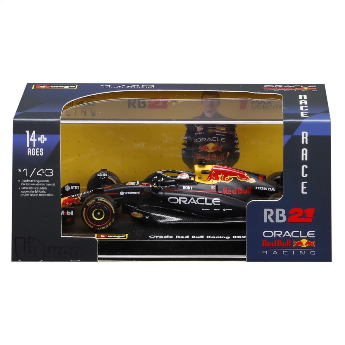 Bburago 1:43 Race Formula Red Bull RB21 con casco (2025) Verstappen #1