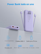 Ffnpua Cargador portátil con enchufe de pared, banco de energía USB...