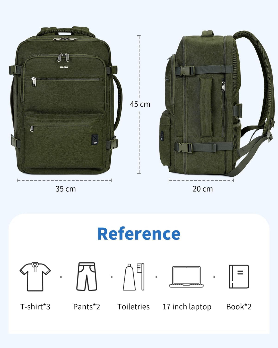 WANDF Mochila de viaje para Spirit Airlines bolsa de artículos pers...
