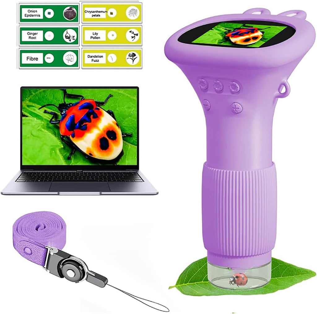 Microscopio de bolsillo para niños, microscopio portátil 1000X para niños | Mini microscopios de foto y video | Microscopios digitales de 2 pulgadas para niños de 3 a 10 años de edad, juguetes de regalos