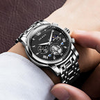 OLEVS Relojes para hombres Luxurious vestimenta acero inoxidable resistente al agua cronógrafo
