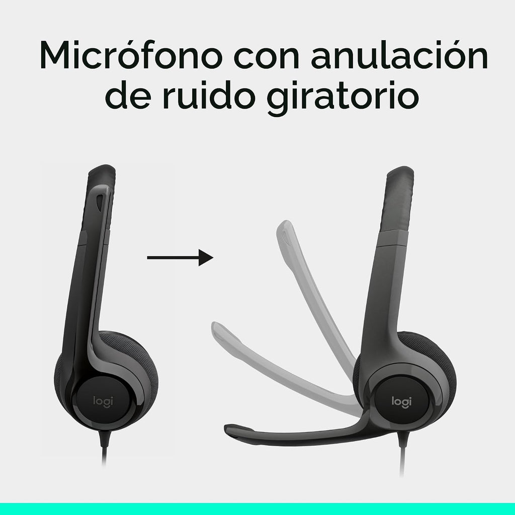 Logitech H390 Auriculares estéreo con cable para PC/portátil, USB-A, color negro
