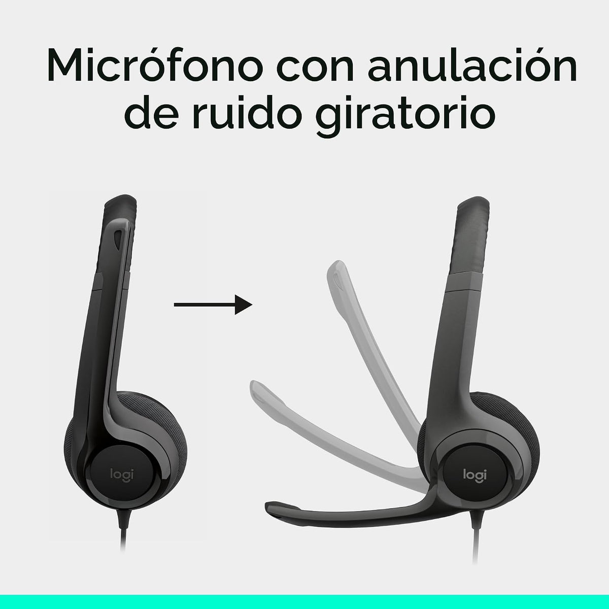 Logitech H390 Auriculares estéreo con cable para PC/portátil, USB-A, color negro