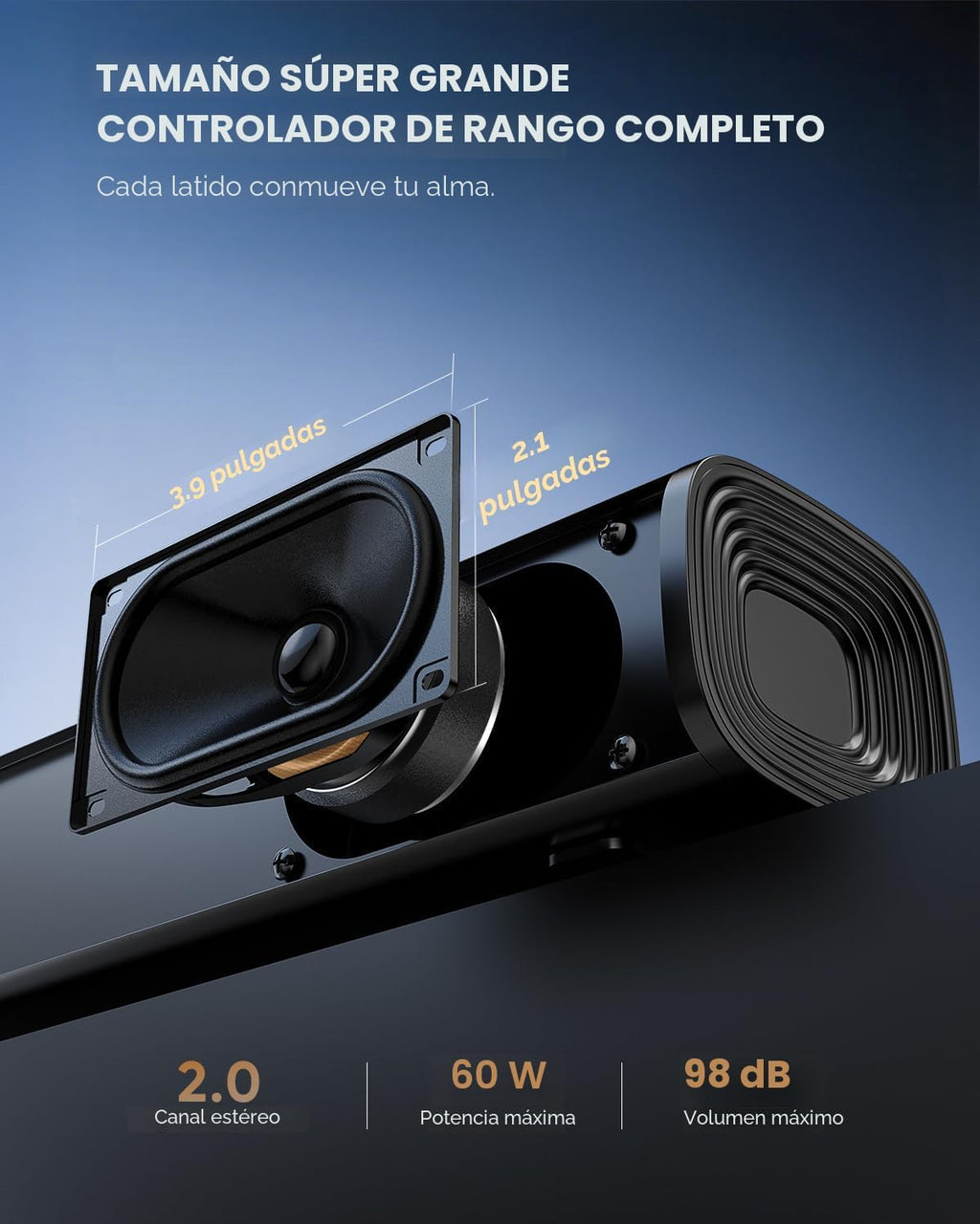 Saiyin Barra de sonido de 24", sistema de barra de sonido envolvente de