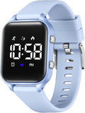 L LAVAREDO Relojes digitales para niños y niñas, reloj deportivo impermeable con podómetro, cronómetro, alarma de vibración para edades de 5 a 13 años, sin aplicación, reloj de seguimiento de