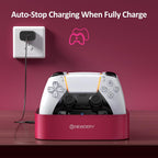 NEWDERY Estación de carga para controlador PS5, base de carga dual para PlayStation 5 DualSense/Edge Controller, soporte de carga rápida con cable tipo C, regalo para mujeres y niñas, día de la madre