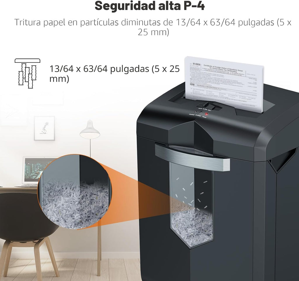 Bonsaii Trituradora de papel resistente de 18 hojas de corte cruzado de 60