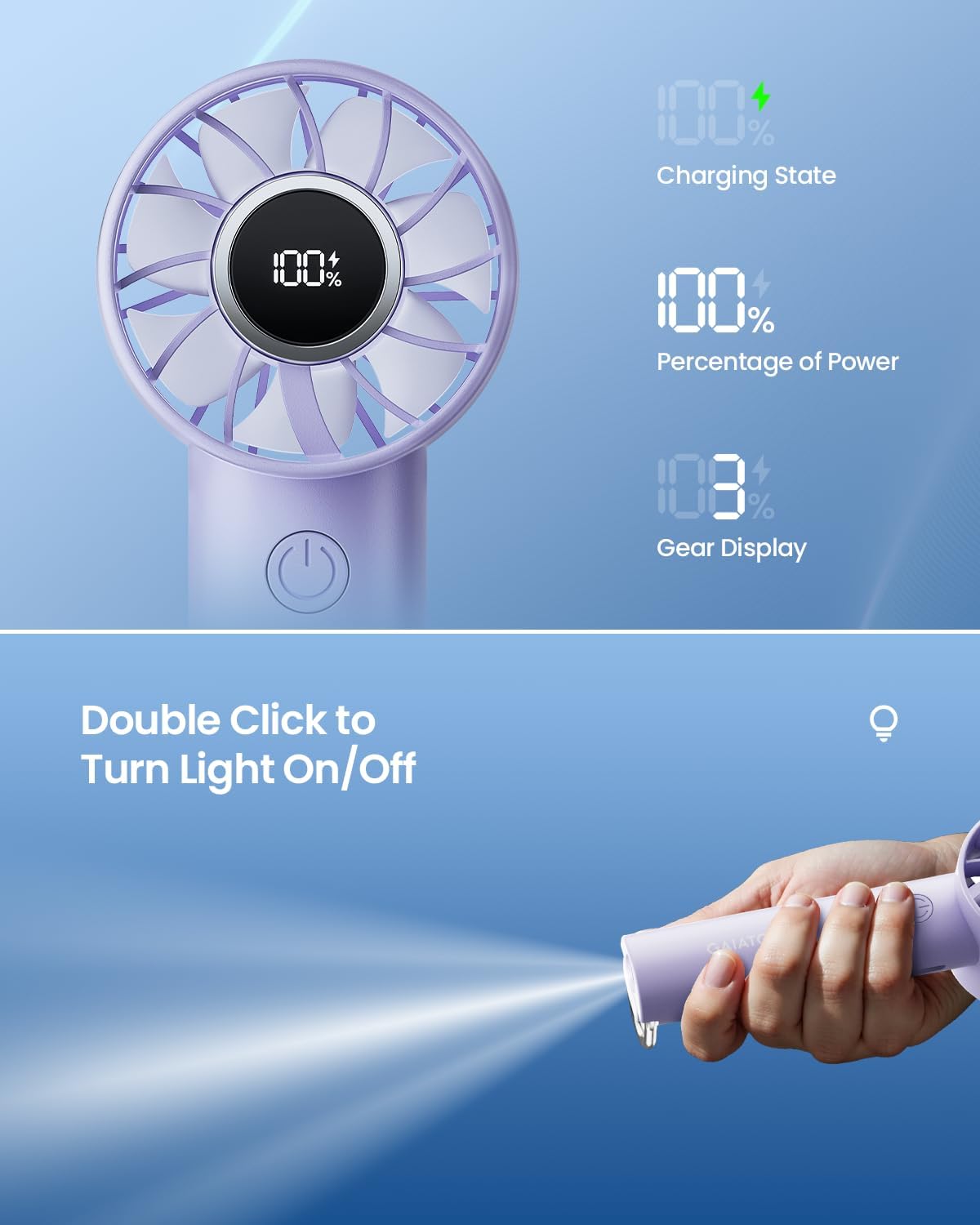Gaiatop - Mini ventilador portátil, ventilador de mano recargable U...