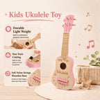 Ukulele de Madera para Niños de 17 Pulgadas, Rosa
