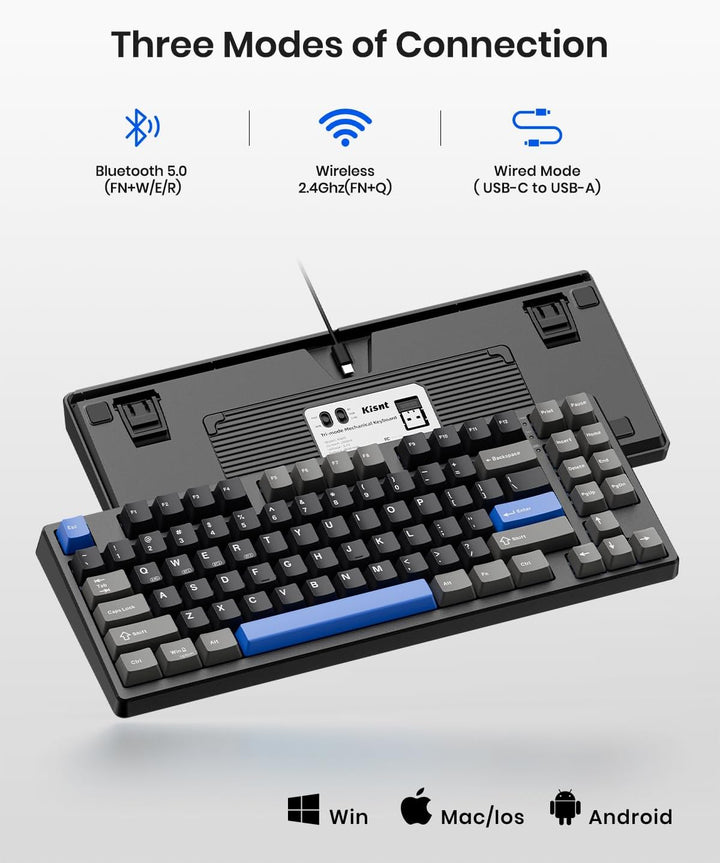Teclado mecánico inalámbrico, montado con junta, con sonido cremoso...