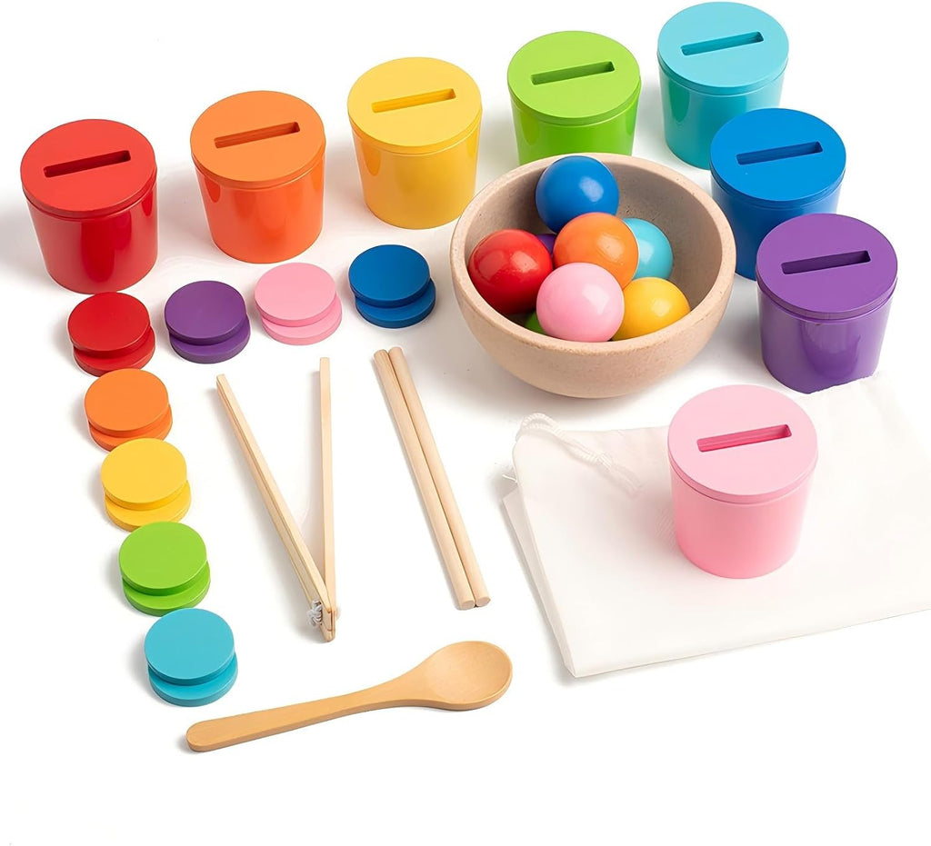 Juguete sensorial Montessori de madera para clasificar el color de los