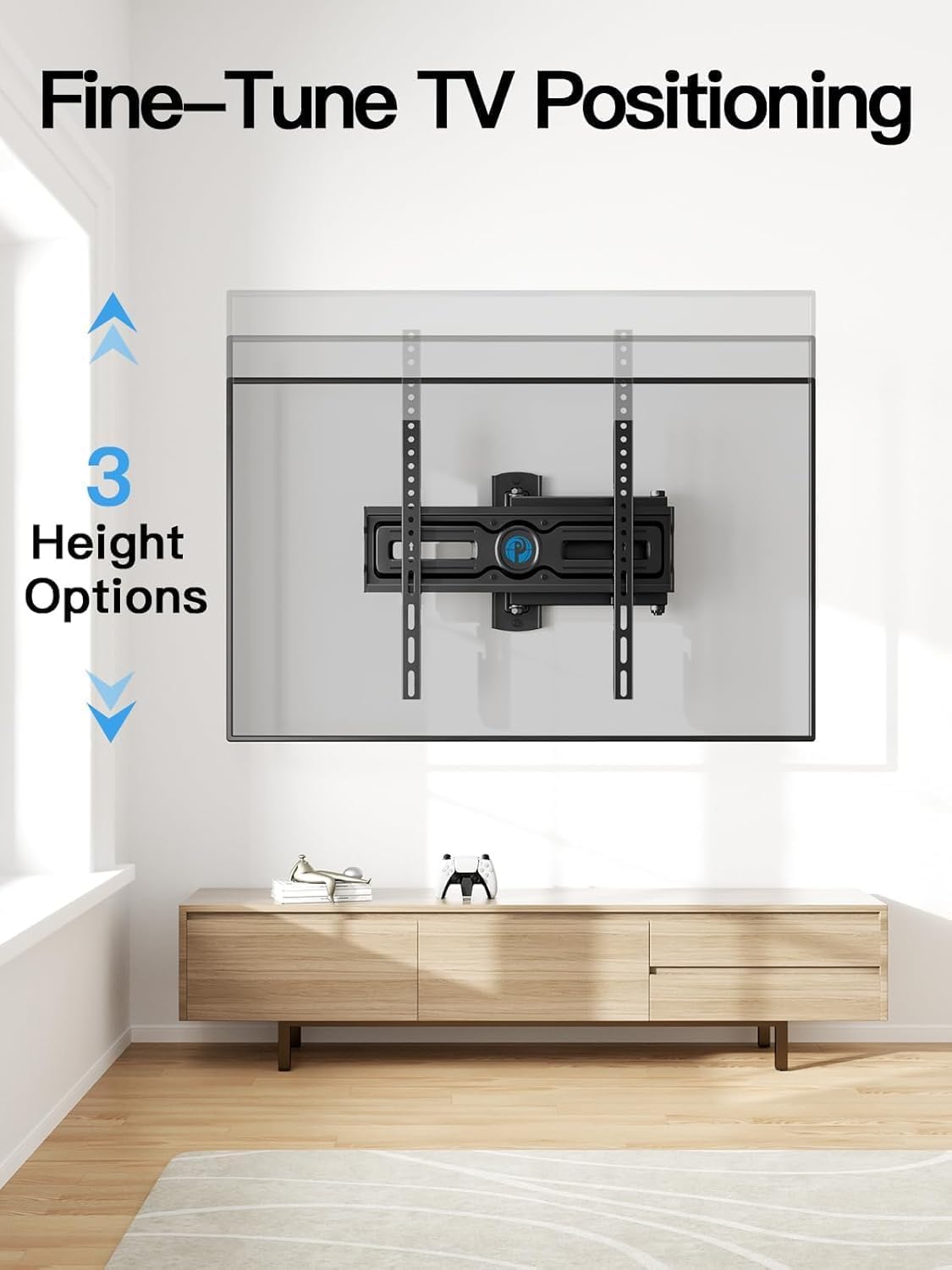 Pipishell Soporte de pared para TV de movimiento completo para la mayoría de televisores planos y curvos de 26 a 60 pulgadas de hasta 77 libras, altura de soporte ajustable, brazo articulado único,