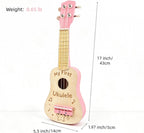 Ukulele de Madera para Niños de 17 Pulgadas, Rosa
