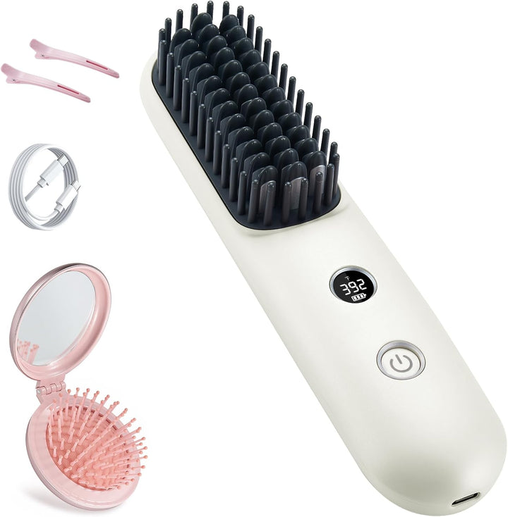 STUDLLY Alisador y rizador de pelo inalámbrico con pantalla LCD 2 e...