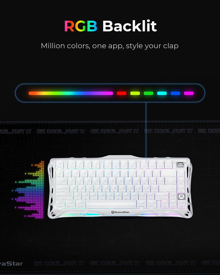 GravaStar Mercury K1 Teclado inalámbrico 75% blanco, teclado mecáni...