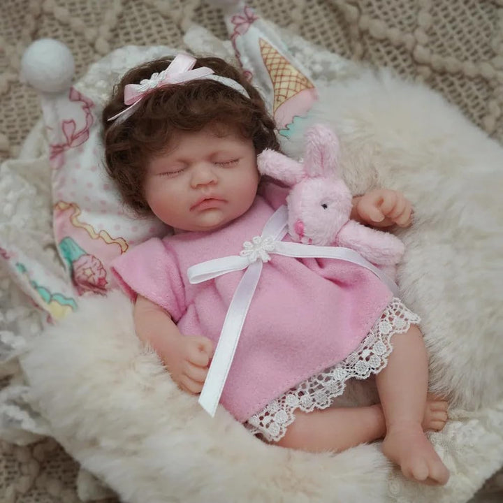 MYREBABY Muñeca de bebé de silicona mini de 7 pulgadas, muñeca reci...