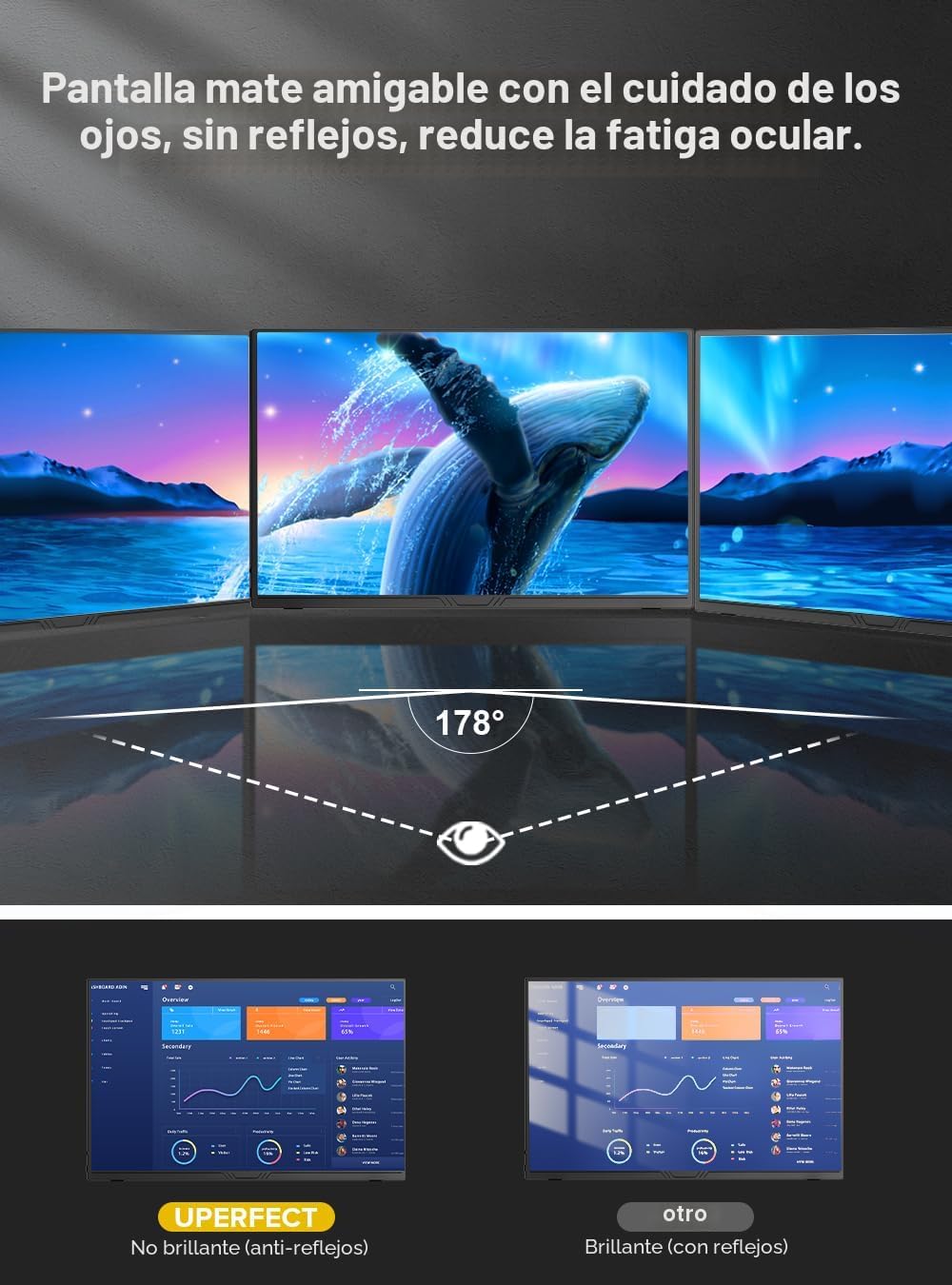 UPERFECT True 4K Monitor portátil QLED, monitor portátil de 15.6 pu...