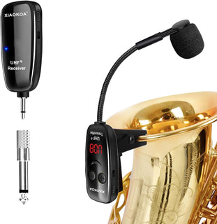 Micrófono inalámbrico para saxofón, micrófonos UHF para saxofón, mi...