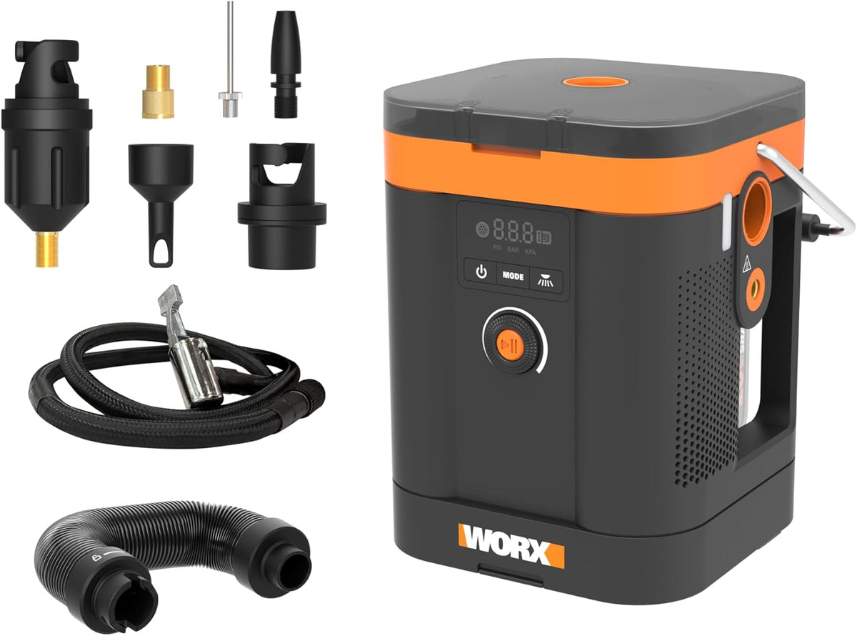WORX Compresor de aire portátil para inflador de neumáticos, bomba...