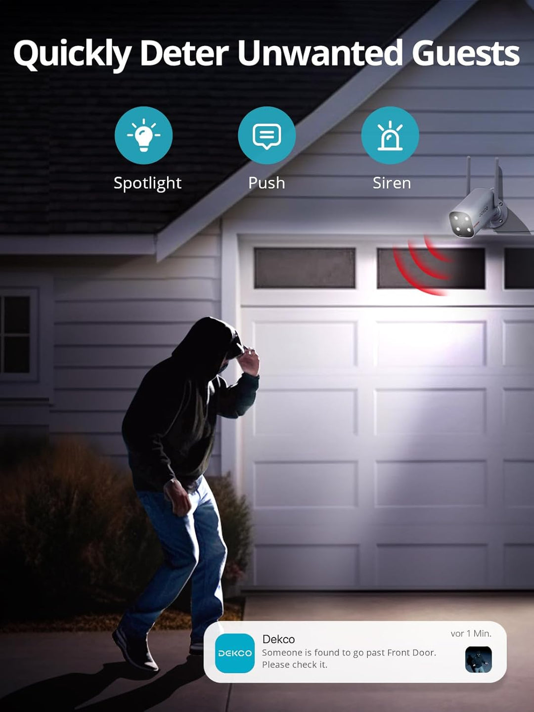 DEKCO - Paquete de 4 cámaras de seguridad para el hogar con cable p...