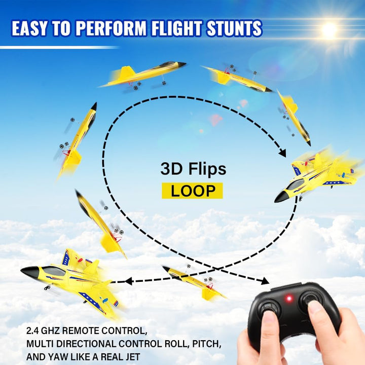 Avión RC Amarillo para Niños Actualización F-22 Raptor Fighter Avió...