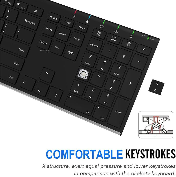 Arteck - Teclado inalámbrico de acero inoxidable ultra