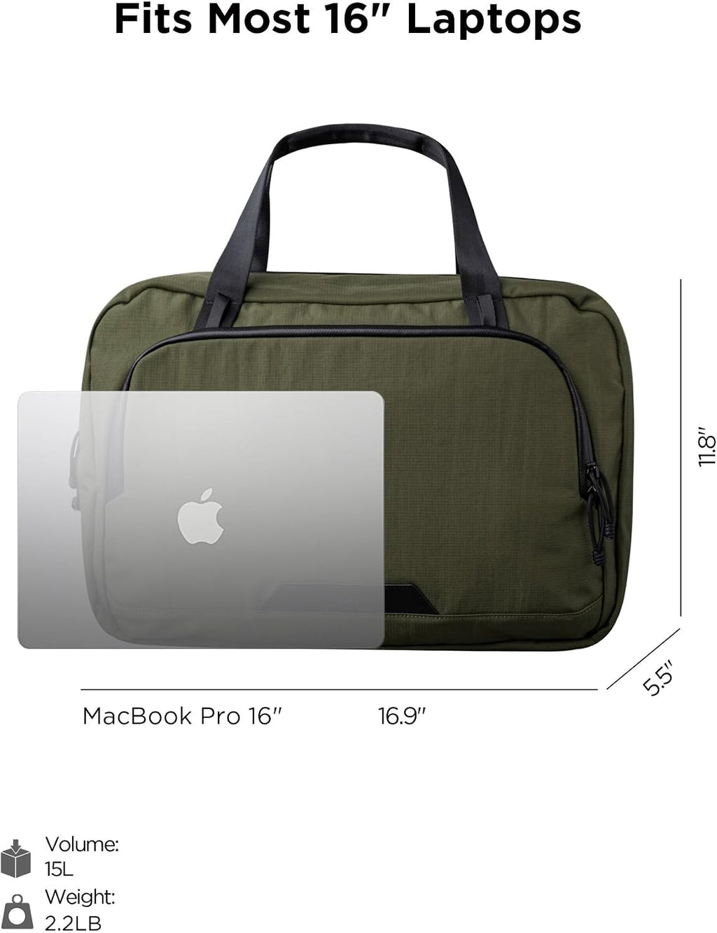 ALPAKA Bravo Brief - Portafolio para laptop de 16 pulgadas, bolsa de hombro de negocios con protección contra la intemperie, bolsa de mensajero para hombres para trabajo y viajes