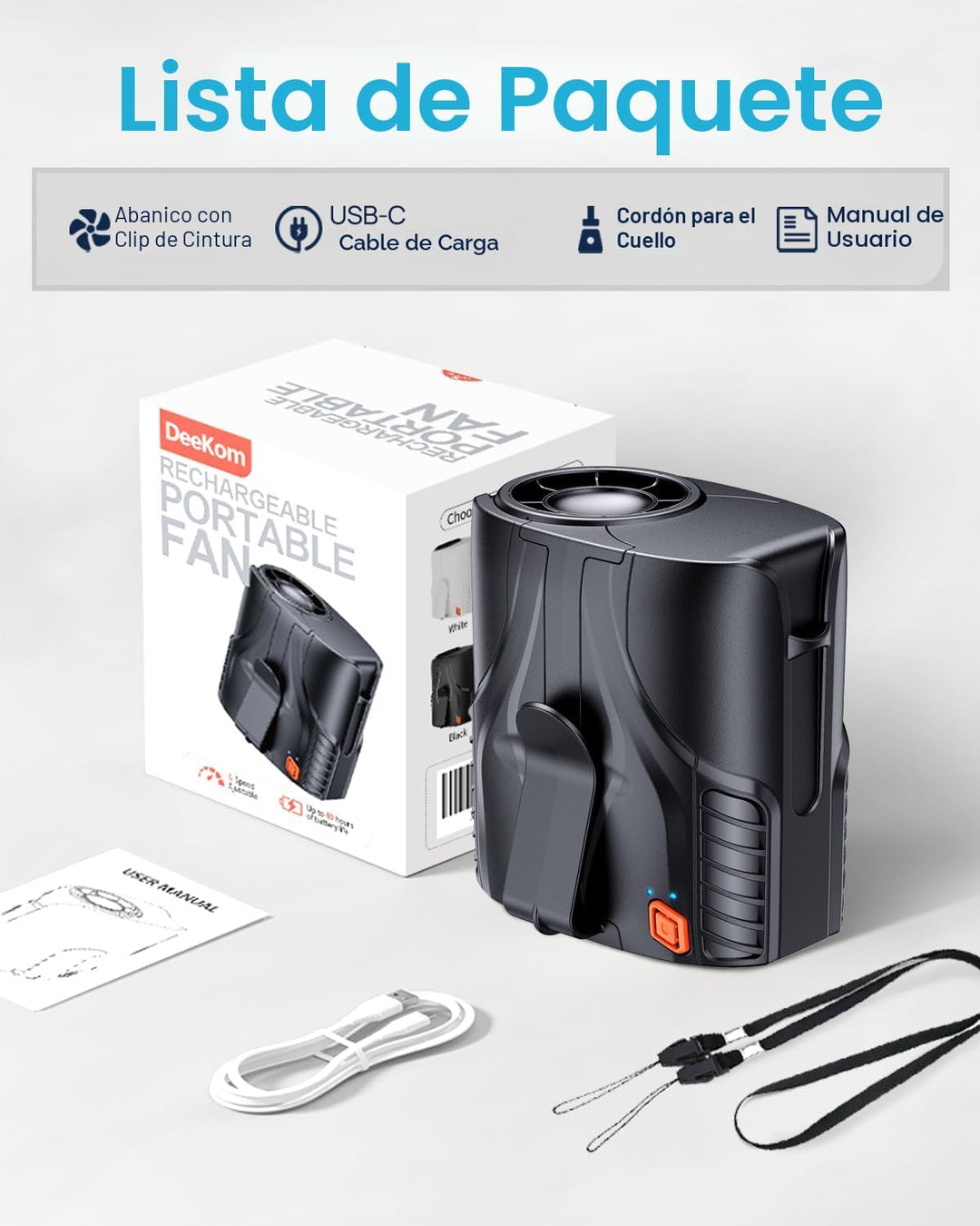 DeeKom 2025 Ventilador de cintura portátil personal y ventilador de...