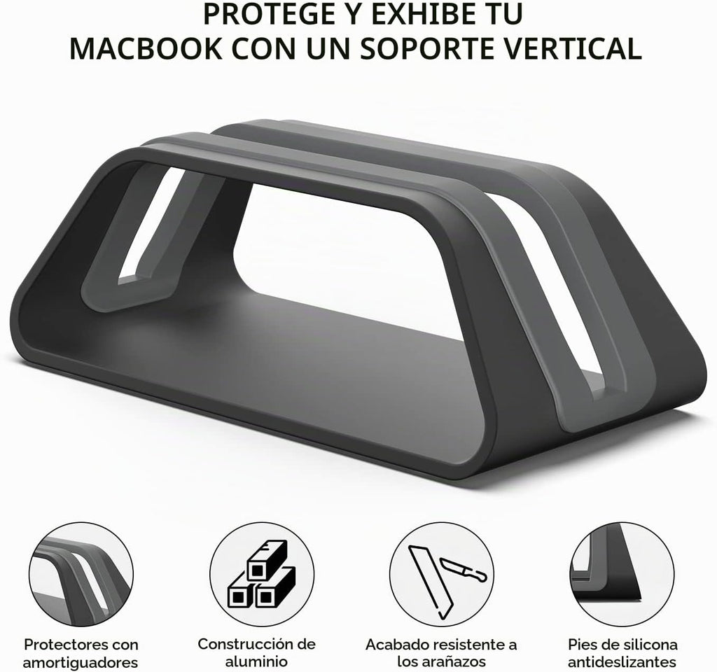 HumanCentric Soporte vertical para laptop compatible con MacBook Pro y MacBook Air, soporte para escritorio de computadora personal, aluminio, insertos intercambiables para adaptarse a diferentes