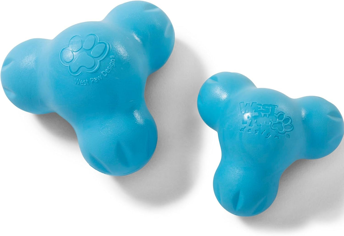 West Paw Zogoflex Tux dispensador interactivo de comida para perro, juguete masticable para perros agresivos, 100% resistencia garantizada, flota, fabricado en EE. UU., L, Agua (Aqua)