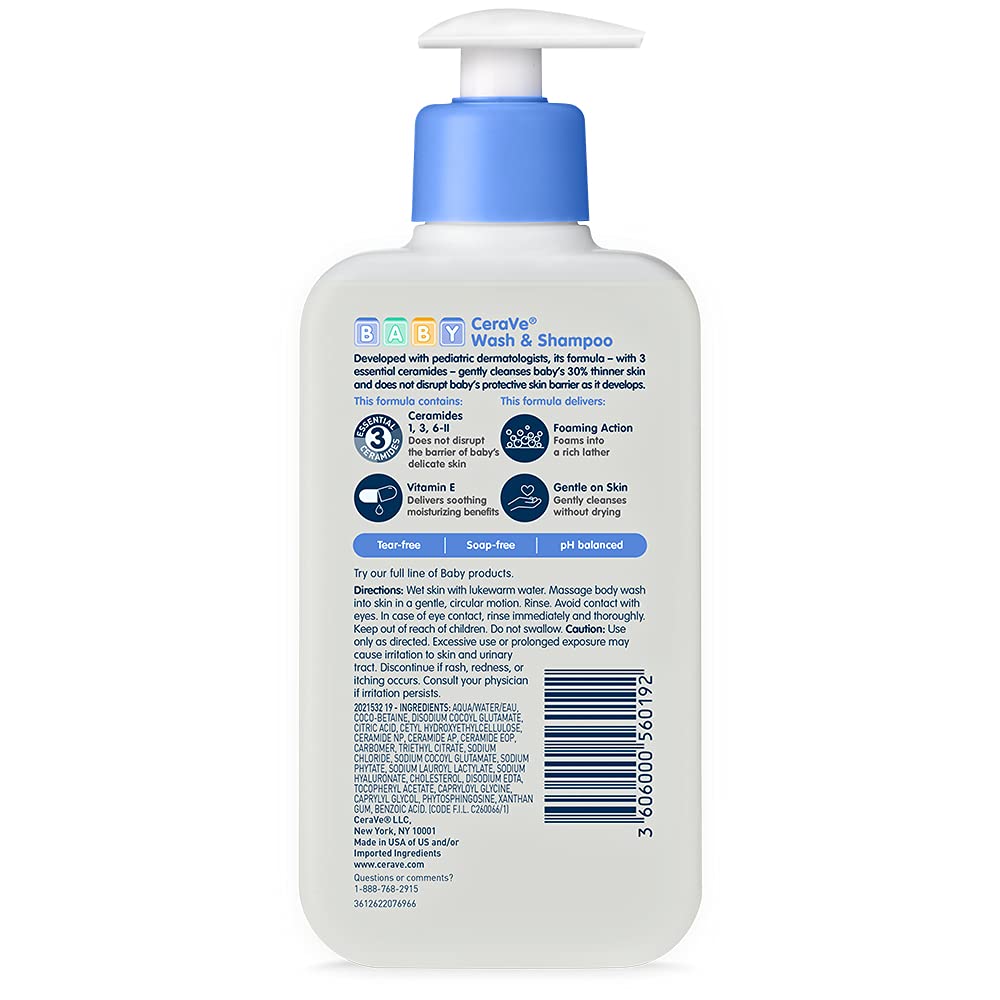CeraVe Jabón y Champú para Bebés, Sin Fragancia, Parabenos y Sulfat...